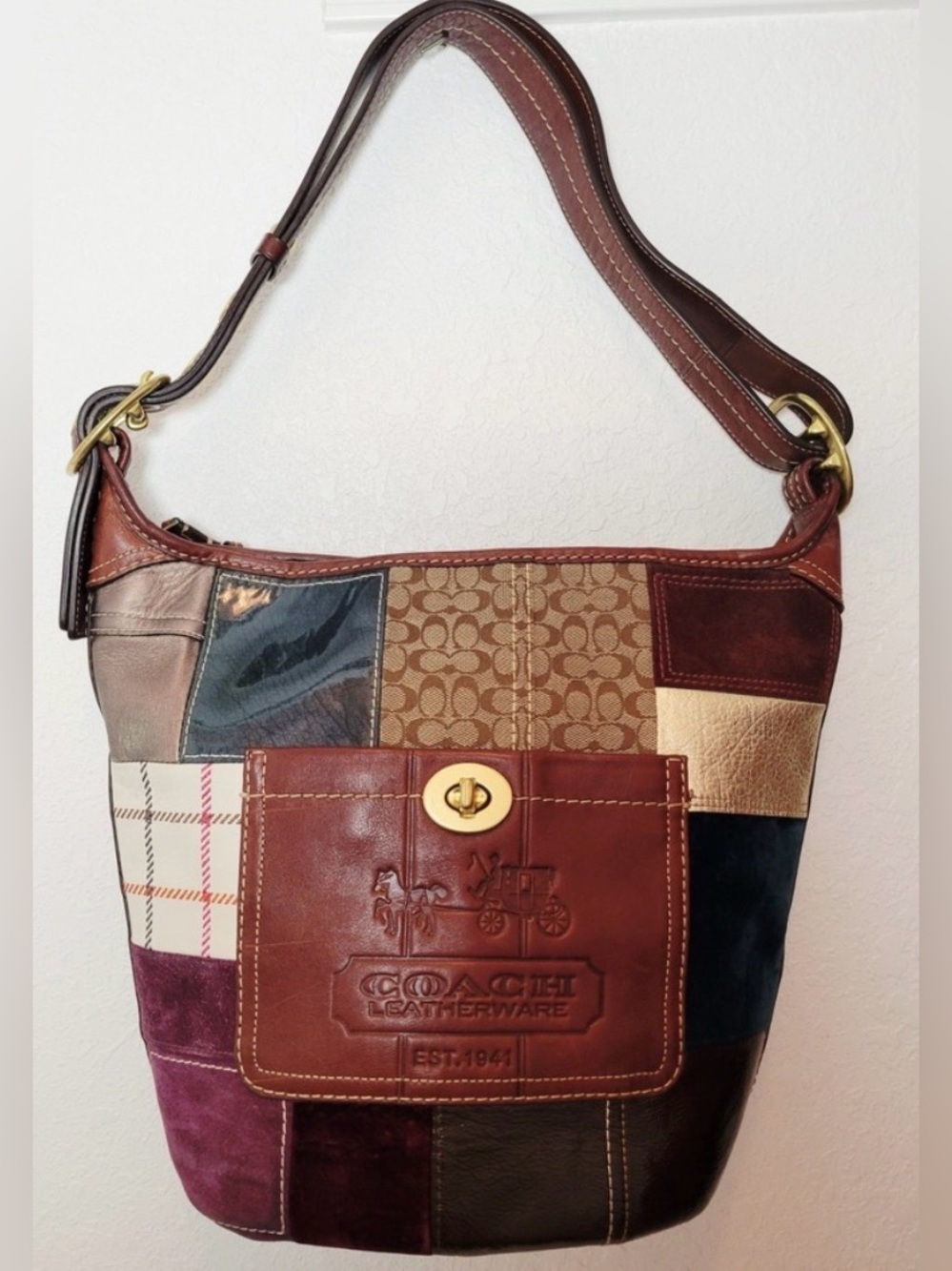 Vintage Coach Bleecker Holiday Patchwork Hobo Bag 11356